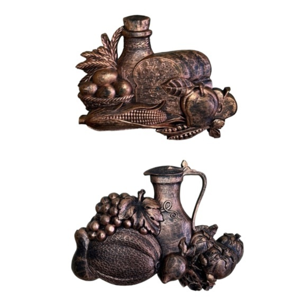 Mid century‎ 1970s Syroco Kitchen Copper Wall Decor Set of 2